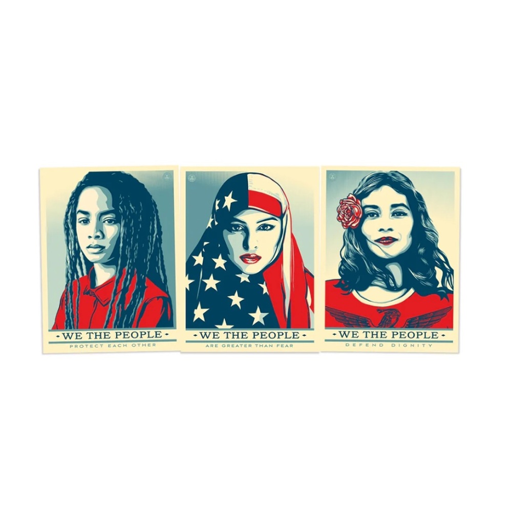 Shepard Fairey We The People 3 Art Print Set RARE 11 By 14.5 Inches